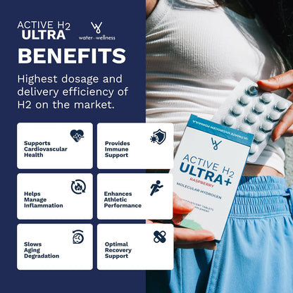 Active H2 Ultra+ Hydrogen Water Tablets - Natural Raspberry, 30 Serves