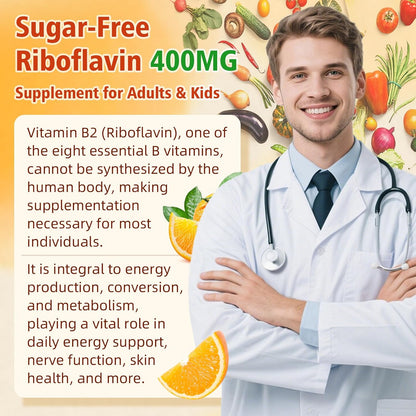 BVIVLOO Vitamin B2 Gummies – Riboflavin 400mg for Energy and Metabolism Support – Image 4