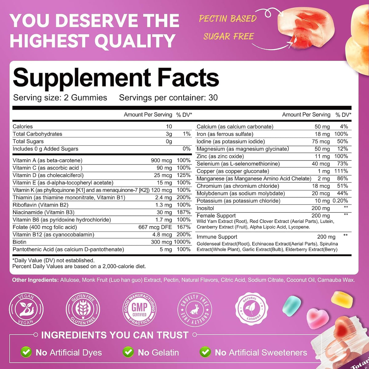 Totaria Sugar-free Women's's Multivitamin – Skin and Hair Nourishment: Biotin, zinc, and antioxidants like lutein – Image 3