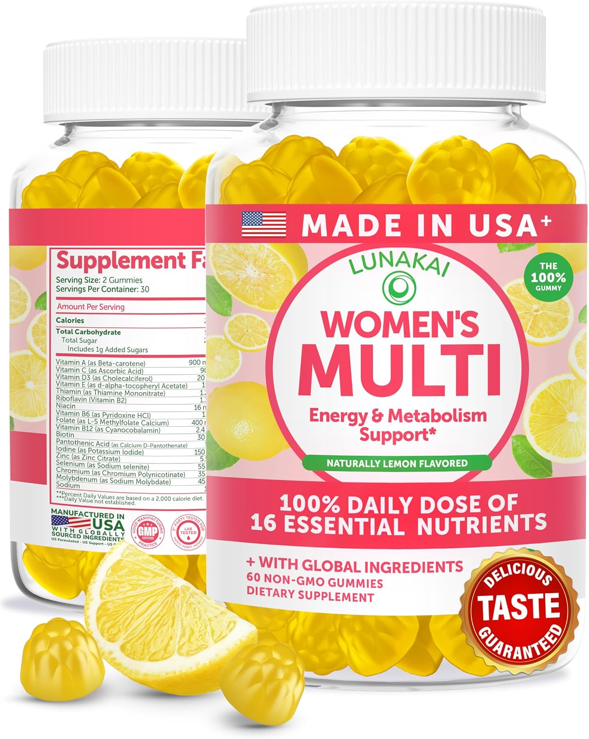 Lunakai USA Made Women's's Multivitamin Gummies – Daily 16 Multi Vitamins for Energy & Wellbeing, 60ct – Image 1