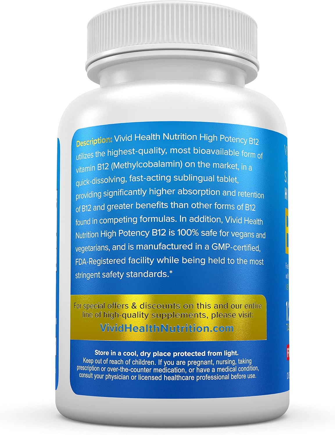 Energy Boosting Vitamin B12 Sublingual | Quick Dissolve Vegan B-12 with Methylcobalamin, 120 Fruit Punch Tablets - görsel 2