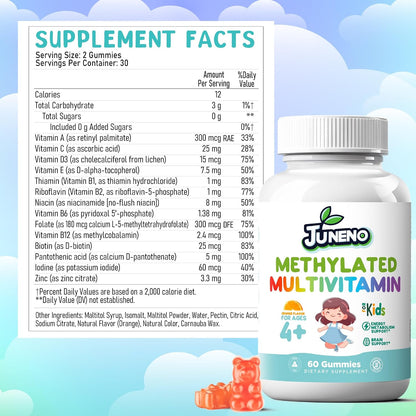 Juneno Methylated Multivitamin Gummies for – Certifications: These gummies are vegan and non-GM, made in – Image 7