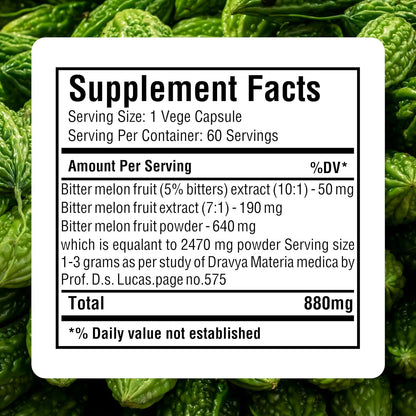 HerbsForever Bitter Melon Extra Strength (10:1) Extract – 880mg, 60 Veg Capsules