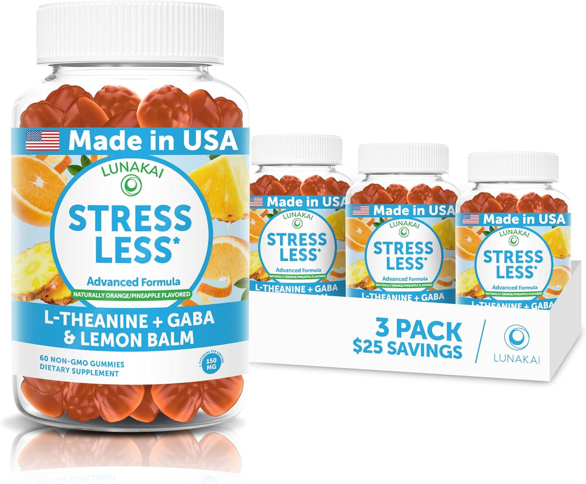 Lunakai USA Made Calm & Stress Relief Gummies – GABA + L-Theanine Supplement for Adults & Kids – 60 Count – Image 9