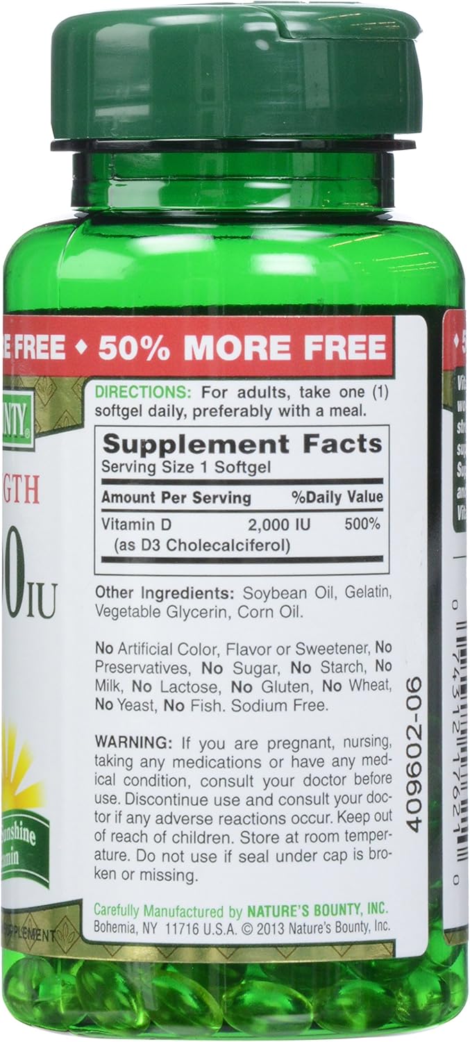 Nature's Bounty D 2000 IU Softgels, 150 Count - görsel 3