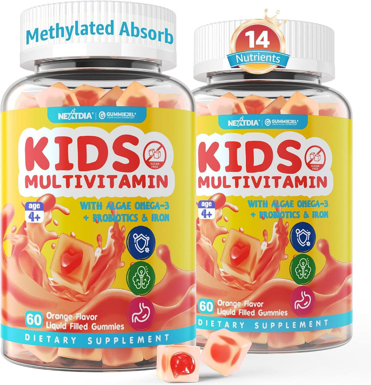 Nextdia Kids Multivitamin Gummies with Iron – Vitamin D (as cholecalciferol): Supports bone health by aiding – Image 1