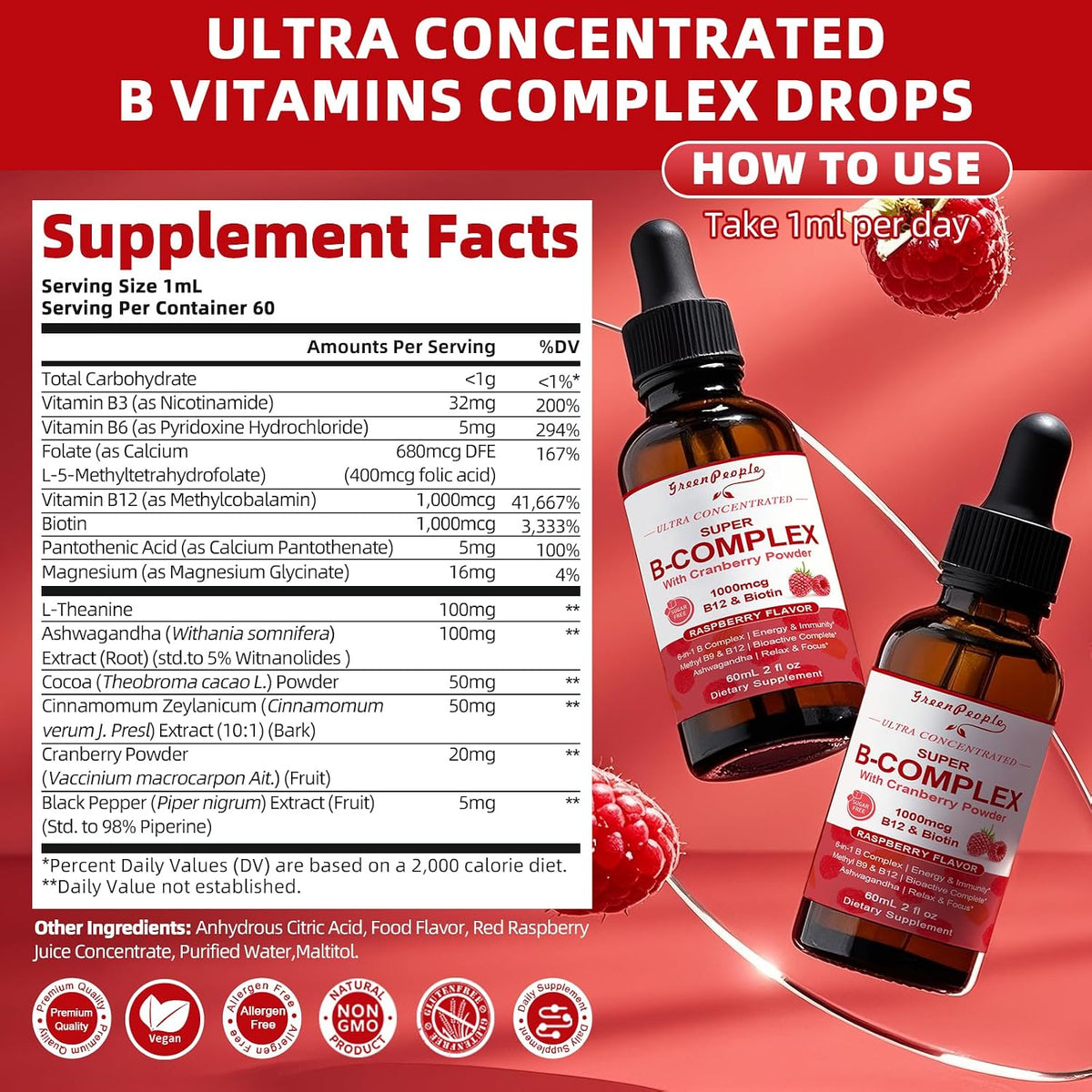 GREENPEOPLE Vitamin Methylated B Complex – – Vitamin B9 (L-Methylfolate): 680 mcg – the bioactive form of folate, – Image 5
