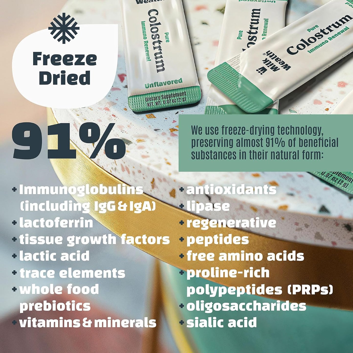 Milk Wealth™ Freeze-Dried Bovine Colostrum Powder – Immune & Gut Health Support, Grass-Fed, Unflavoured (25 Single-Serve Packets) - görsel 5