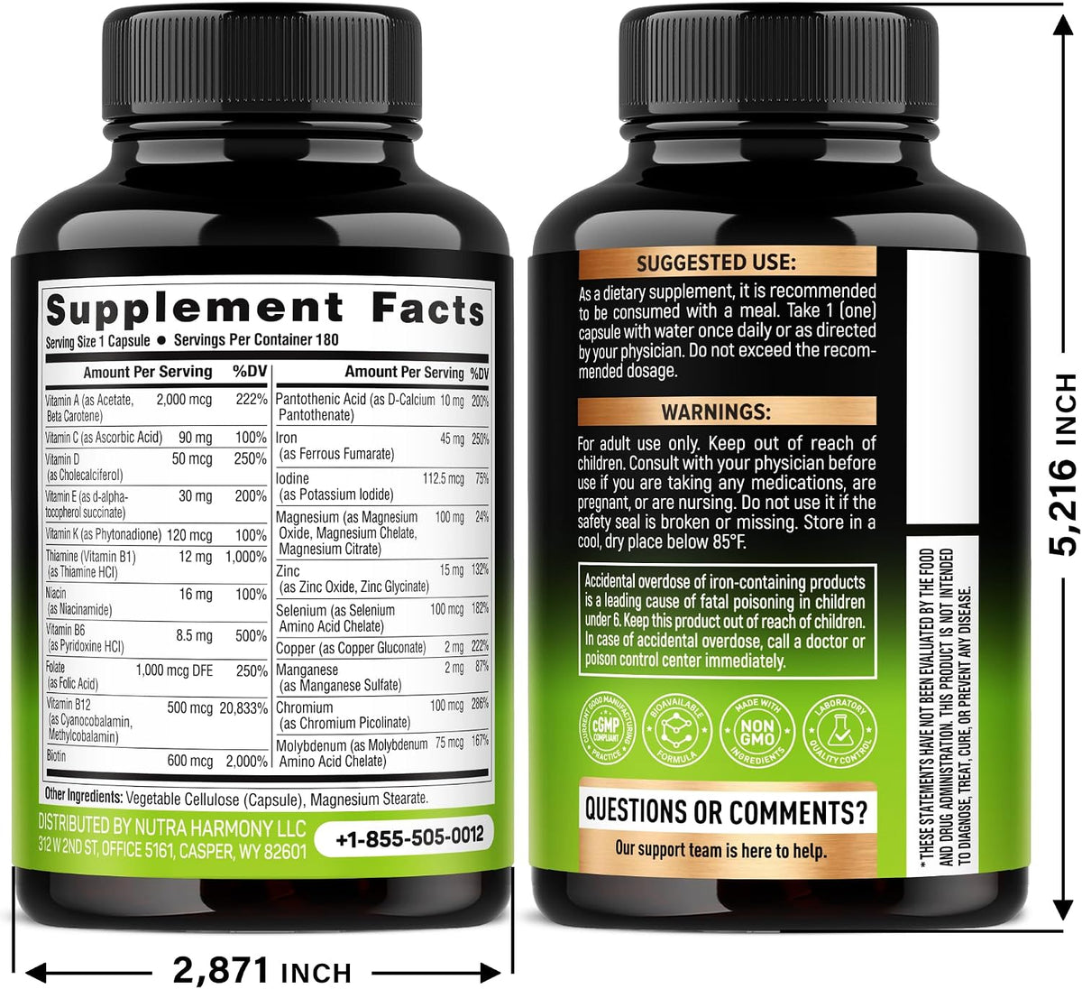 Bariatric Multivitamin - 45 mg Iron - Once-daily - Lab Tested - for Men & Women's - 21 Essential Vitamins - Gastric Sleeve – Image 2