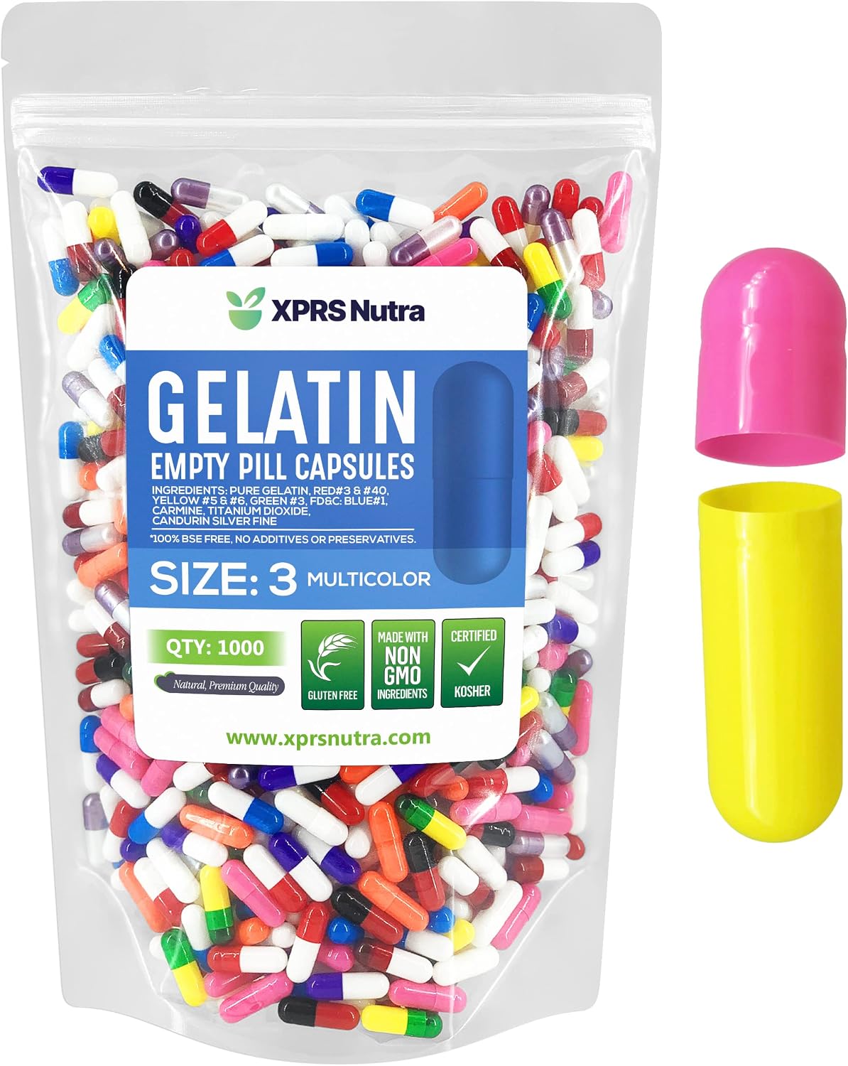 XPRS Nutra Size 3 Empty Capsules - 500 Count Empty Gelatine Capsules (Orange) - görsel 8