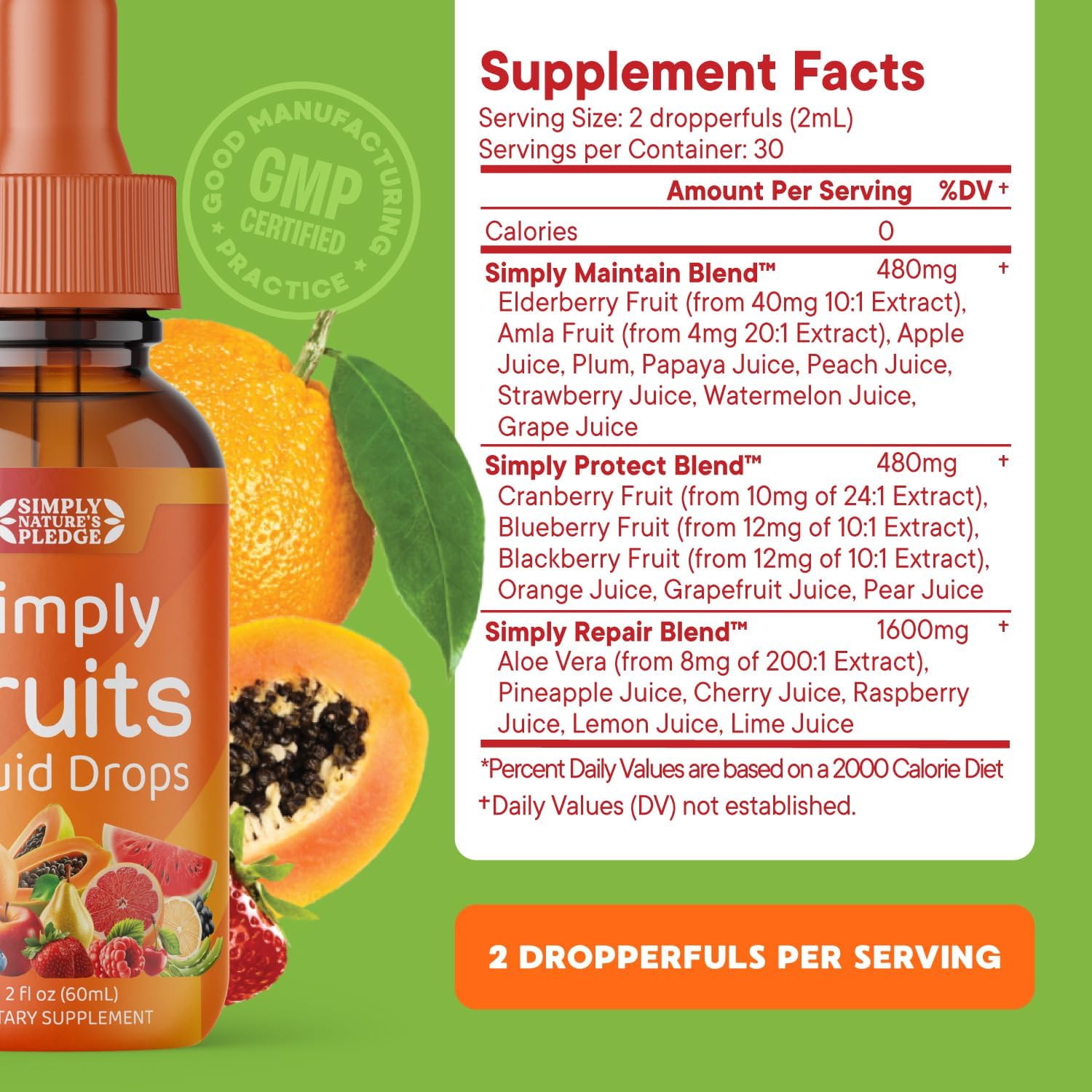 Simply Nature's Pledge Fruit and Vegetable Supplement - Liquid Drops - Wholefood Superfoods - görsel 3