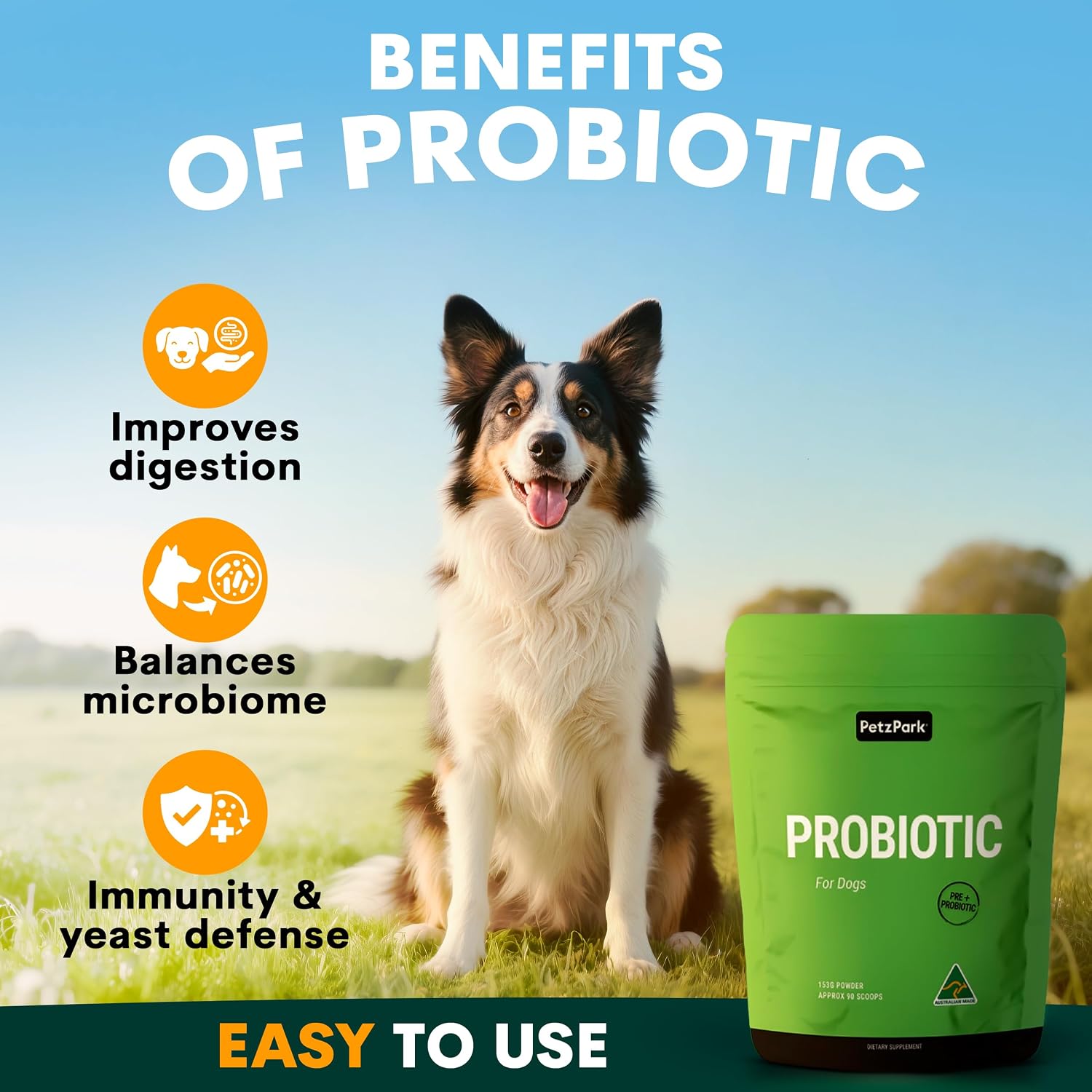 Petz Park Dog Probiotic Powder - 45 Scoops - Gut Health & Digestive Support for Dogs - görsel 2