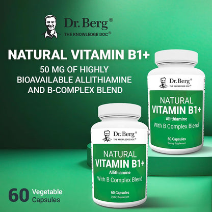 Dr. Berg Natural Vitamin B1, B6, B12 Complex with Allithiamine and Magnesium – 60 Capsules