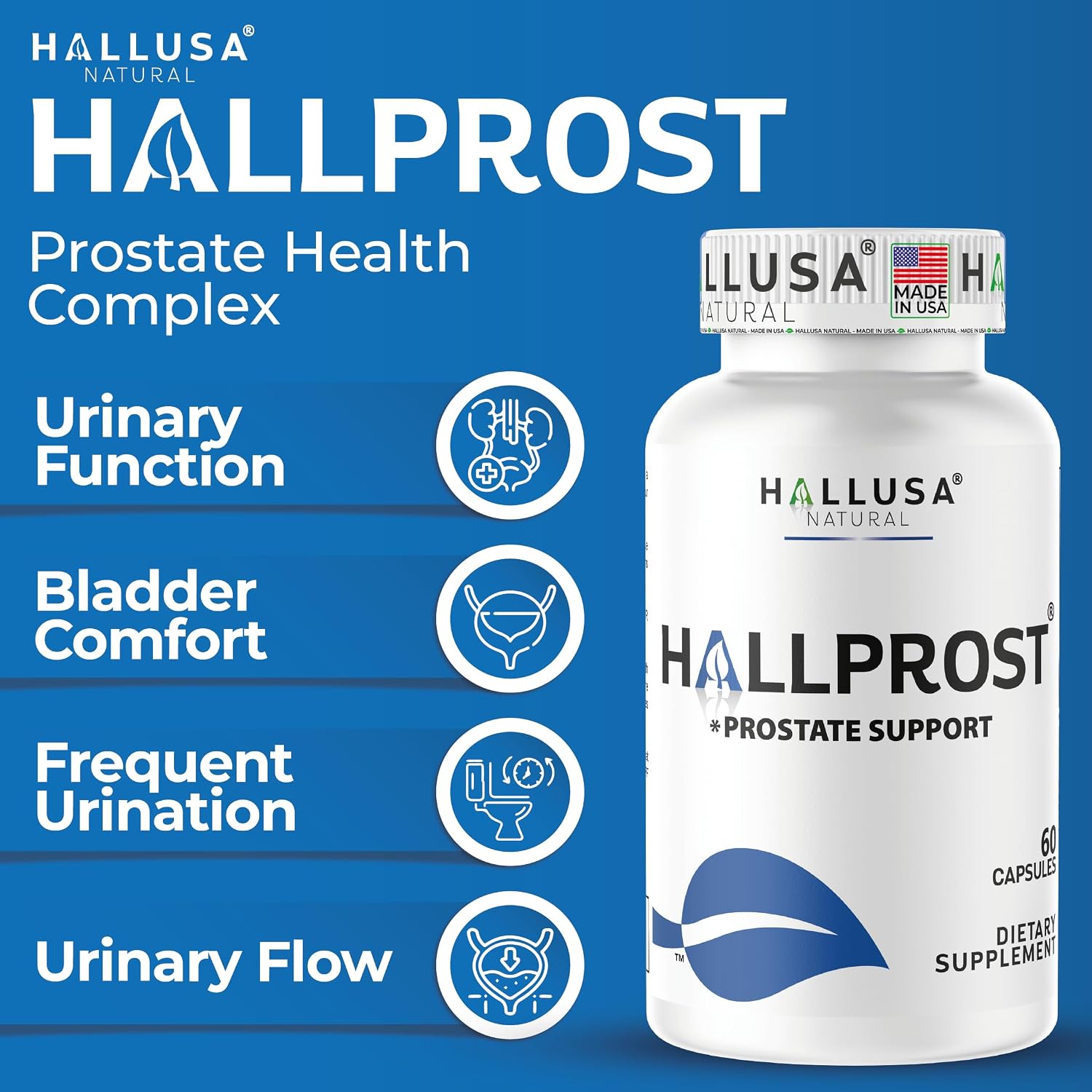 Hallusa Natural HALLPROST - Prostate Support Capsules, 60 Pack - görsel 7