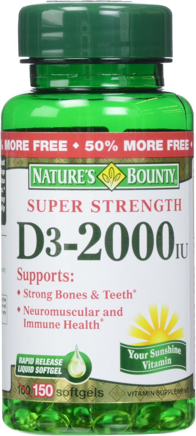 Nature's Bounty D 2000 IU Softgels, 150 Count - görsel 1