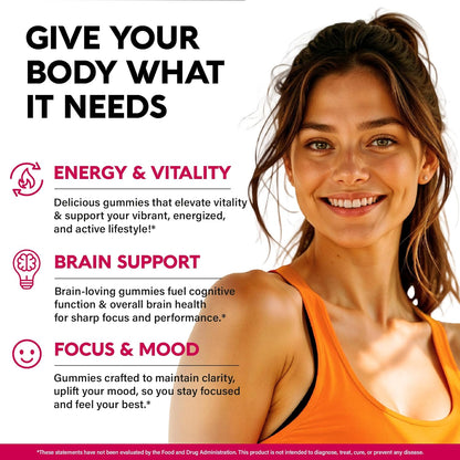 Vitamin B-Complex Gummies – Energy & Brain Support – Vegan – 60 Count – Image 3
