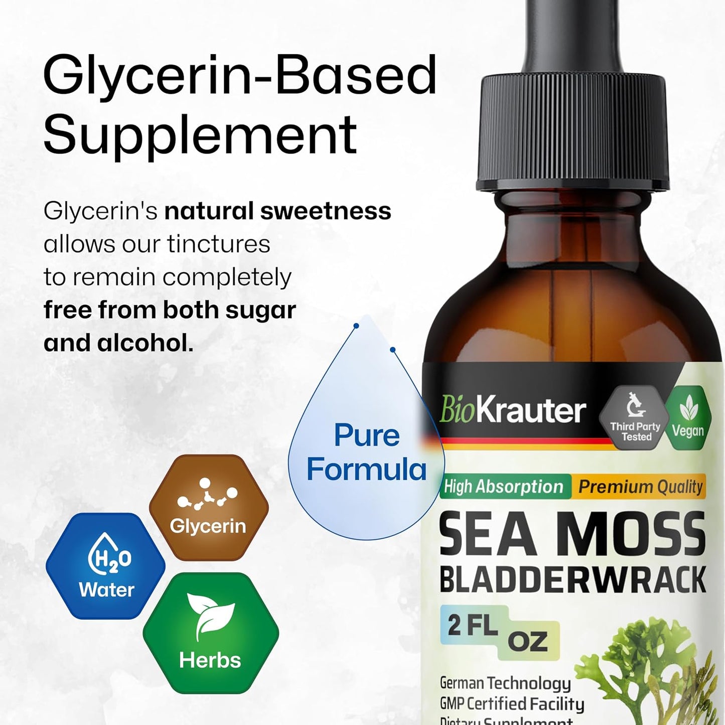 BIO KRAUTER 2-in-1 Sea Moss & Bladderwrack Drops - Vegan Liquid Supplement, 60 mL - görsel 6