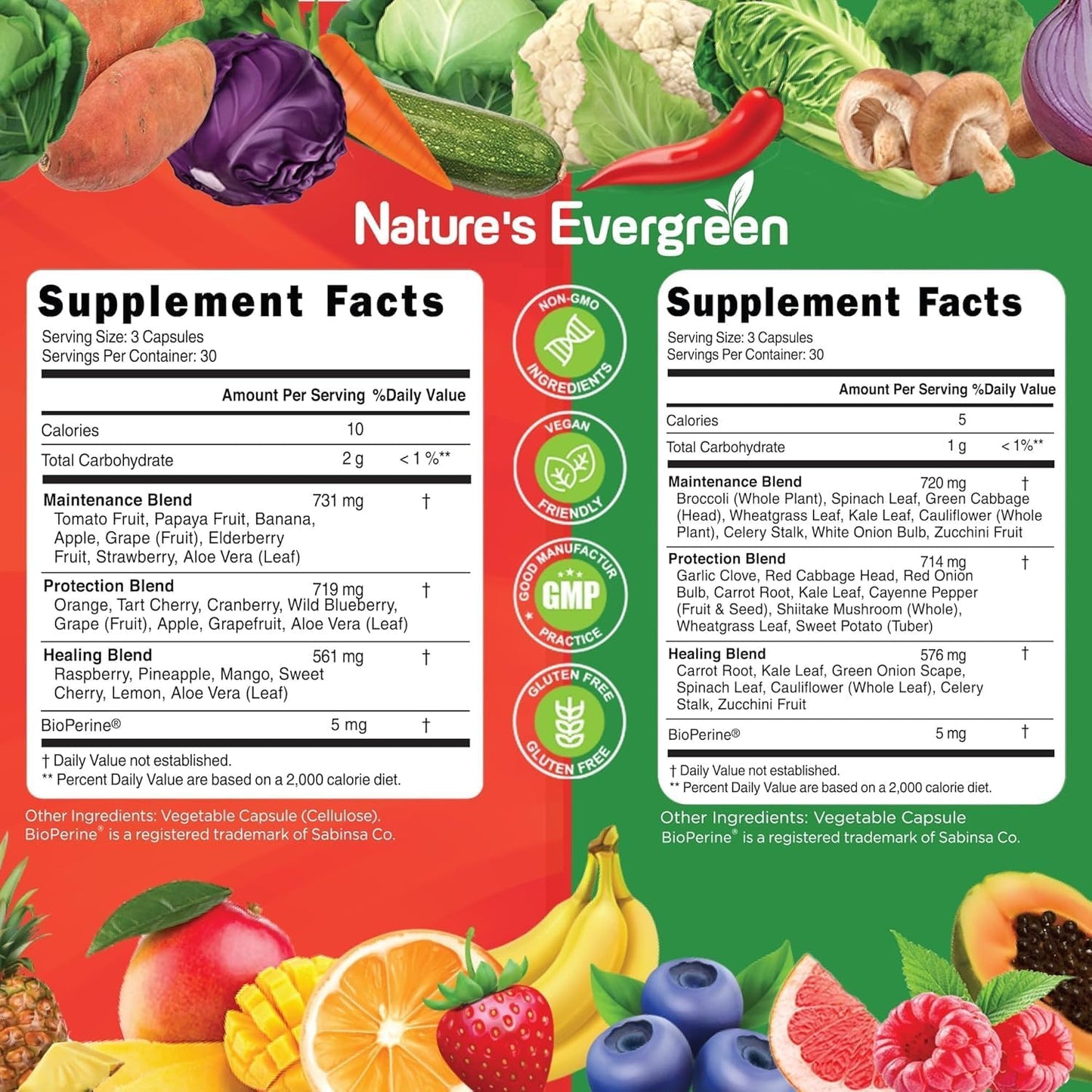 Fruits and Veggies Supplement - Nature's Evergreen - 180 Capsules (Pack of 2) - görsel 2