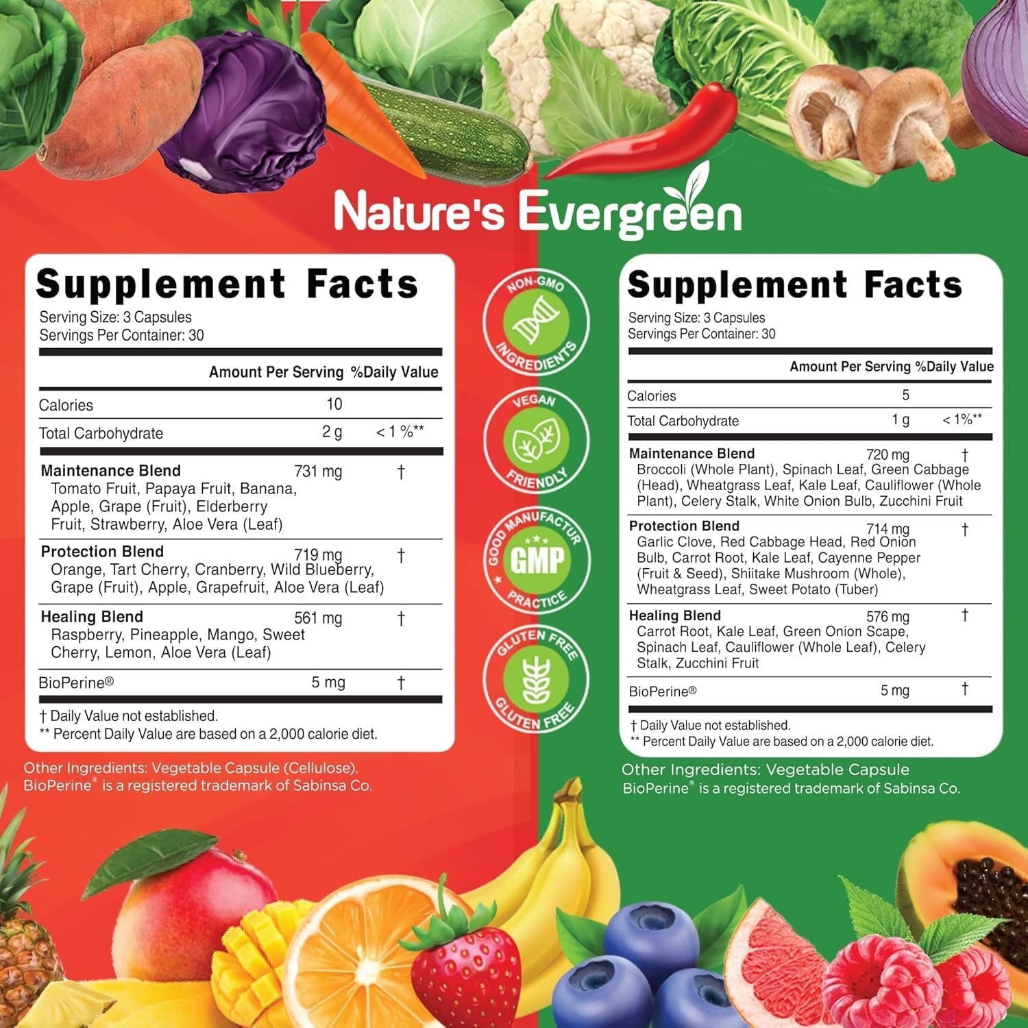 Fruits and Veggies Supplement - Nature's Evergreen - 180 Capsules (Pack of 2) - görsel 2