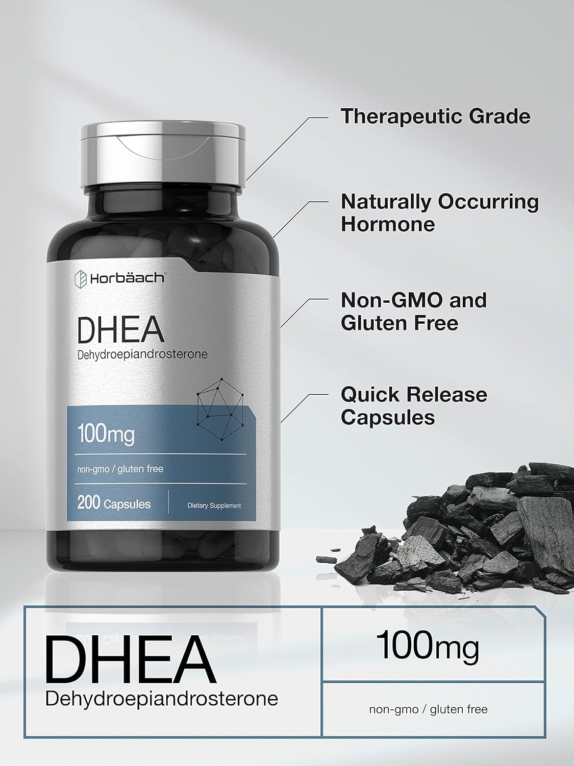 Horbäach DHEA 100mg | 200 Capsules | Supplement for Men and Women - görsel 3