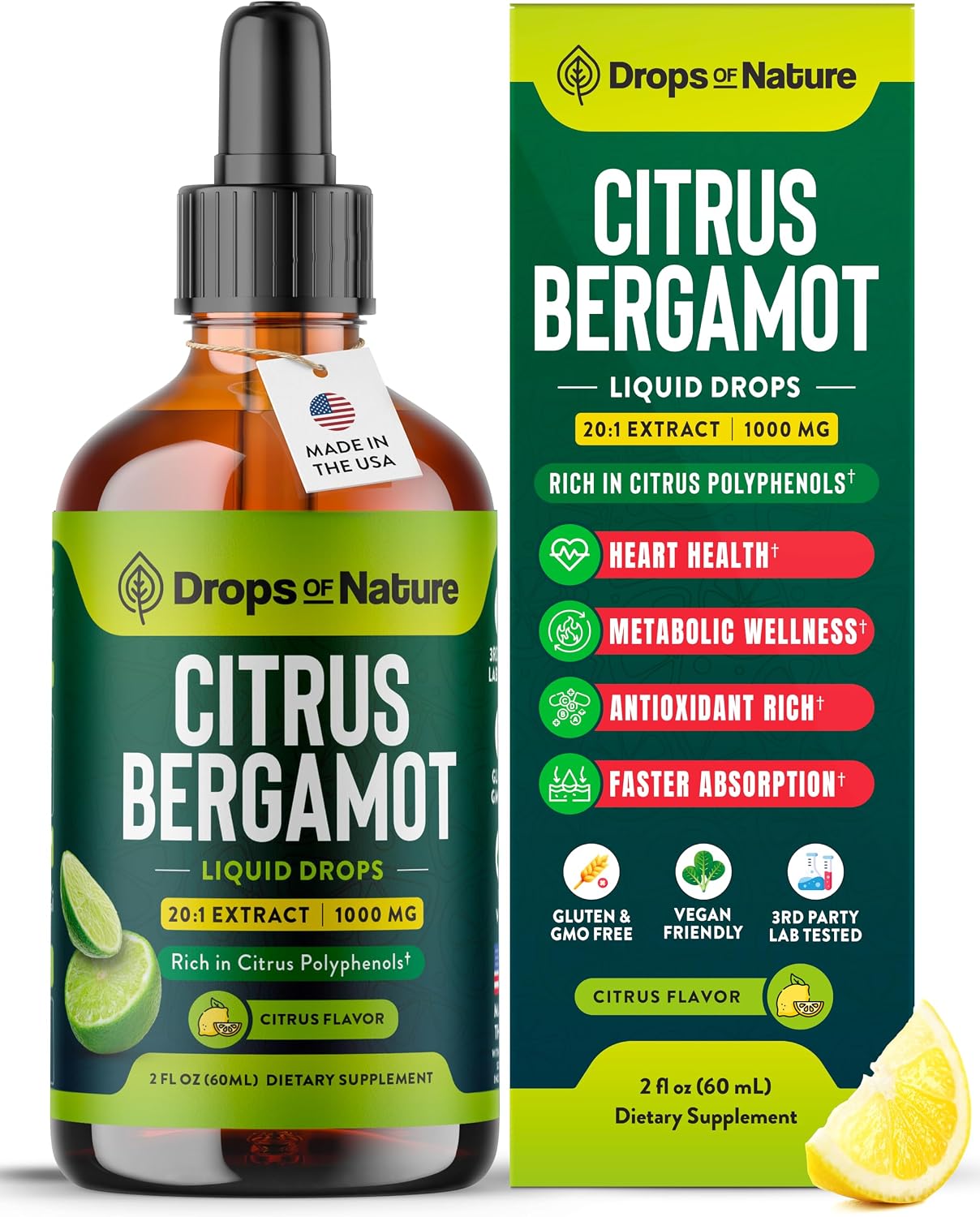 Citrus Bergamot Extract 20:1 – Vegan, Non-GM, Gluten Free Liquid Supplement (Citrus, 60ml) - görsel 1
