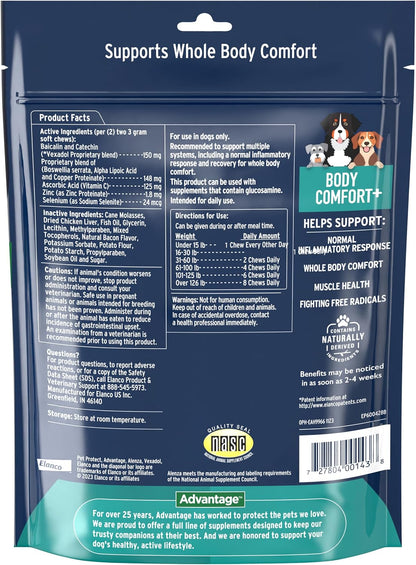 Pet Protect Whole Body Comfort+ Supplement for Dogs – Vet-Formulated Alenza, Supports Normal Inflammatory Response, Chicken-Flavoured Soft Chews (120 Count)