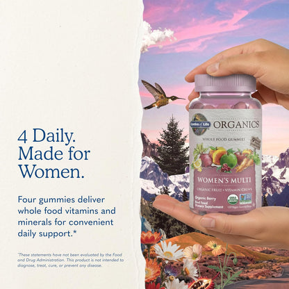 Garden of Life Organics Women's Gummies Vitamins – Multivitamin for Women with Methyl B12, C & D3, Certified Organic, Non-GM, Vegan, Berry Flavour, 120 Gummies