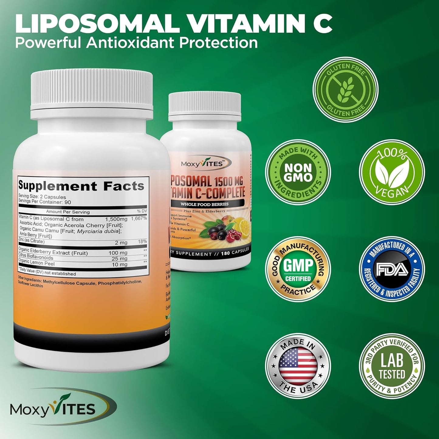 Liposomal Vitamin C with Zinc Capsules – Immune Support, 1500mg per Serving, 180 Vegie Caps (3-Month Supply) - görsel 6