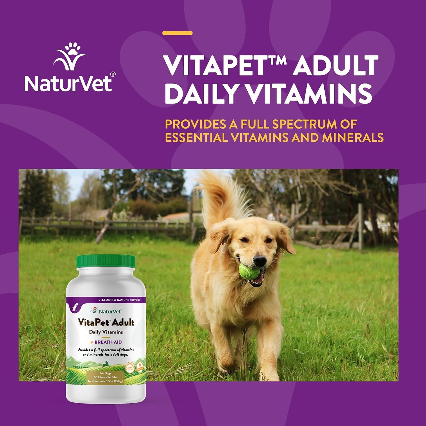 NaturVet VitaPet Adult Daily Vitamins for Dogs with Breath Aid, 60 Count - görsel 4