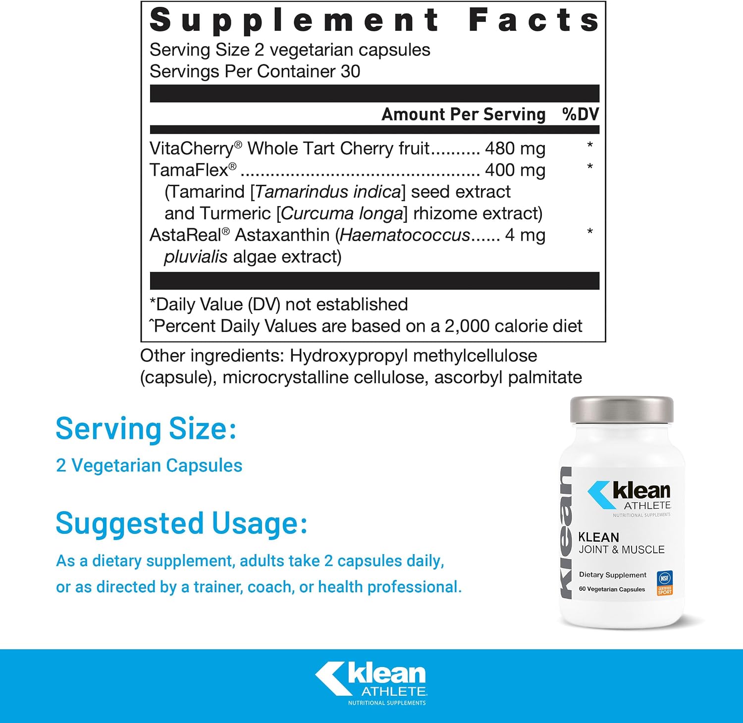 Klean Athlete Joint & Muscle - Plant-Based Joint Comfort, Flexibility & Muscle Recovery - 60 Vegetarian Capsules - görsel 2
