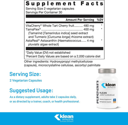 Klean Athlete Joint & Muscle - Plant-Based Joint Comfort, Flexibility & Muscle Recovery - 60 Vegetarian Capsules