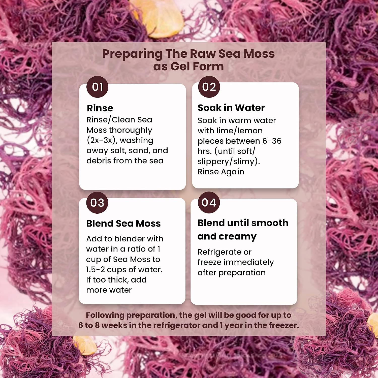 Herb To Body Purple Sea Moss – 4oz, Wildcrafted from Saint Lucia, Raw & Dried - görsel 2