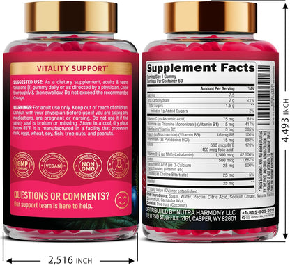 Vitamin B-Complex Gummies – Energy & Brain Support – Vegan – 60 Count – Image 2