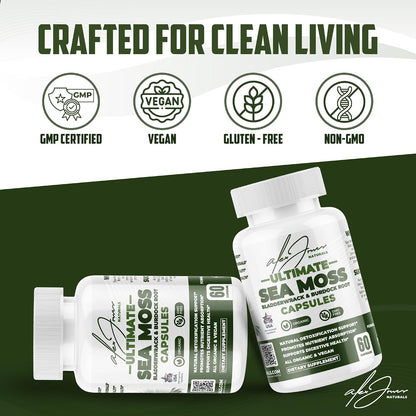 Alex Jones Ultimate Sea Moss Capsules – Vegan, Non-GM Seaweed Supplement with Bladderwrack and Burdock Root (60 Capsules) – Image 5