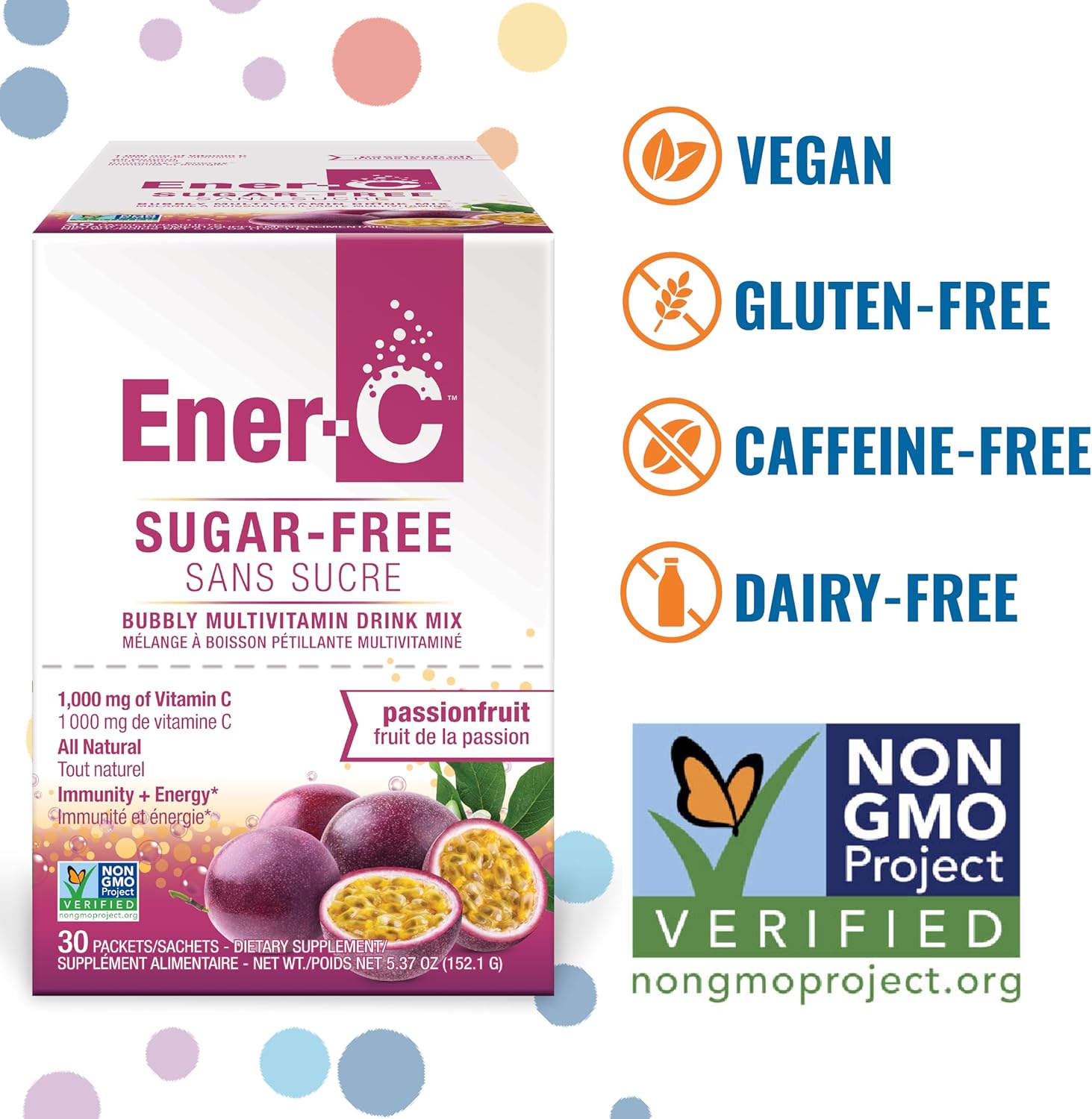 Ener-C Sugar Free Multivitamin Drink Mix - Passionfruit, 60 Count - görsel 3