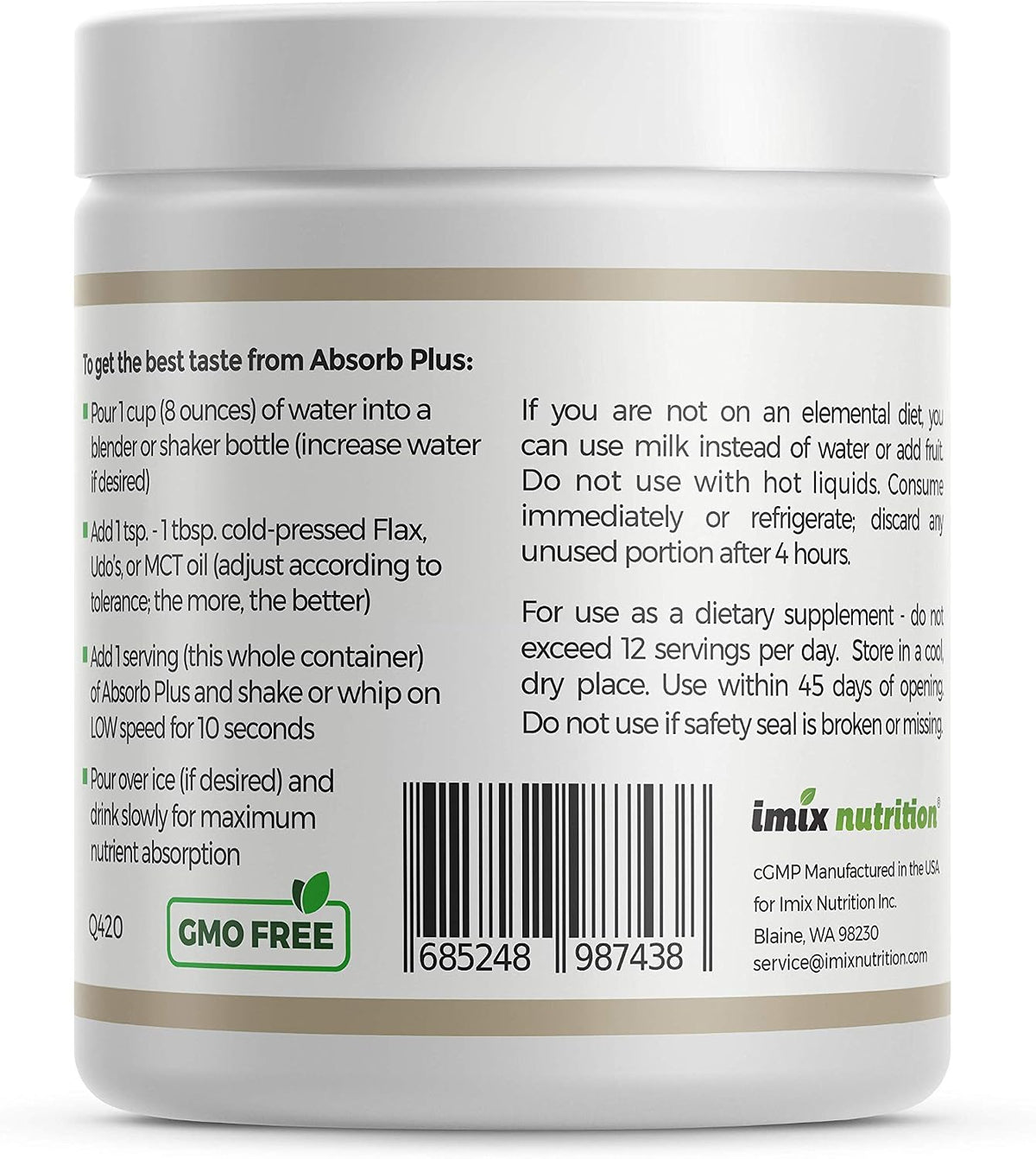 Absorb Plus Elemental Shake – Simply Vanilla – No Artificial Ingredients: Contains no artificial flavours, colors, – Image 2