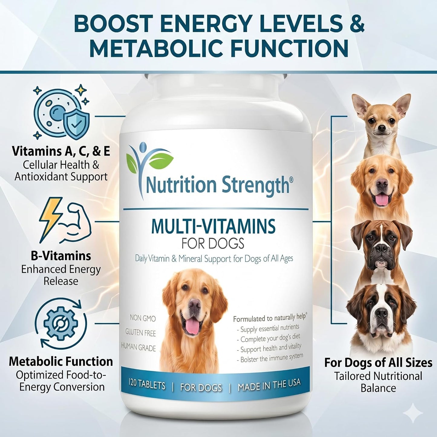 Multivitamins for Dogs, Daily Vitamin and Mineral Support, Nutritional Dog Supplements for All Canine Breeds and Sizes, Promotes Immune Health in Pets, 120 Chewable Tablets - görsel 6