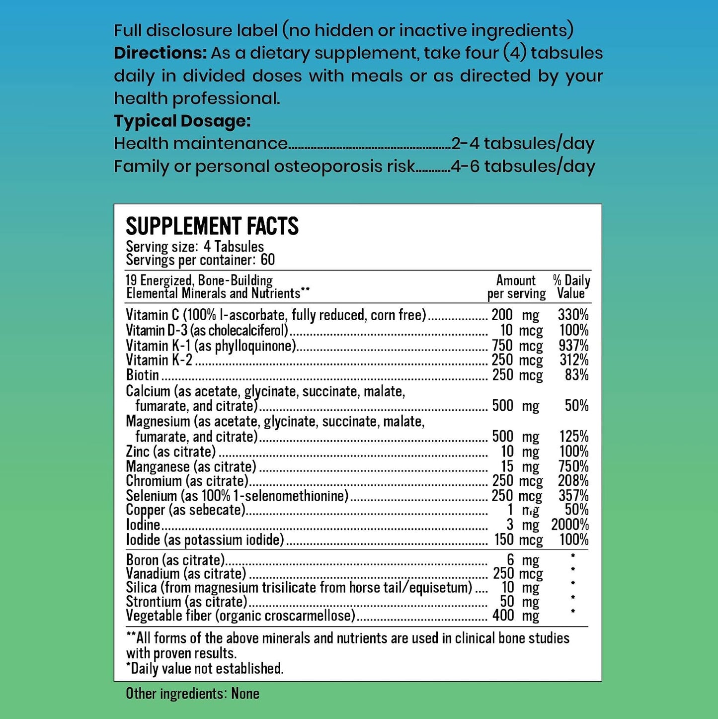 Alkaline for Life Alkalising Minerals+, 19-Nutrient Multi-Mineral Supplement with Calcium, Magnesium, D3 & K2, Bone Support Formula, Gluten free, Binder-Free, 240 Tabsules - görsel 2