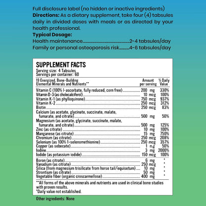 Alkaline for Life Alkalising Minerals+, 19-Nutrient Multi-Mineral Supplement with Calcium, Magnesium, D3 & K2, Bone Support Formula, Gluten free, Binder-Free, 240 Tabsules
