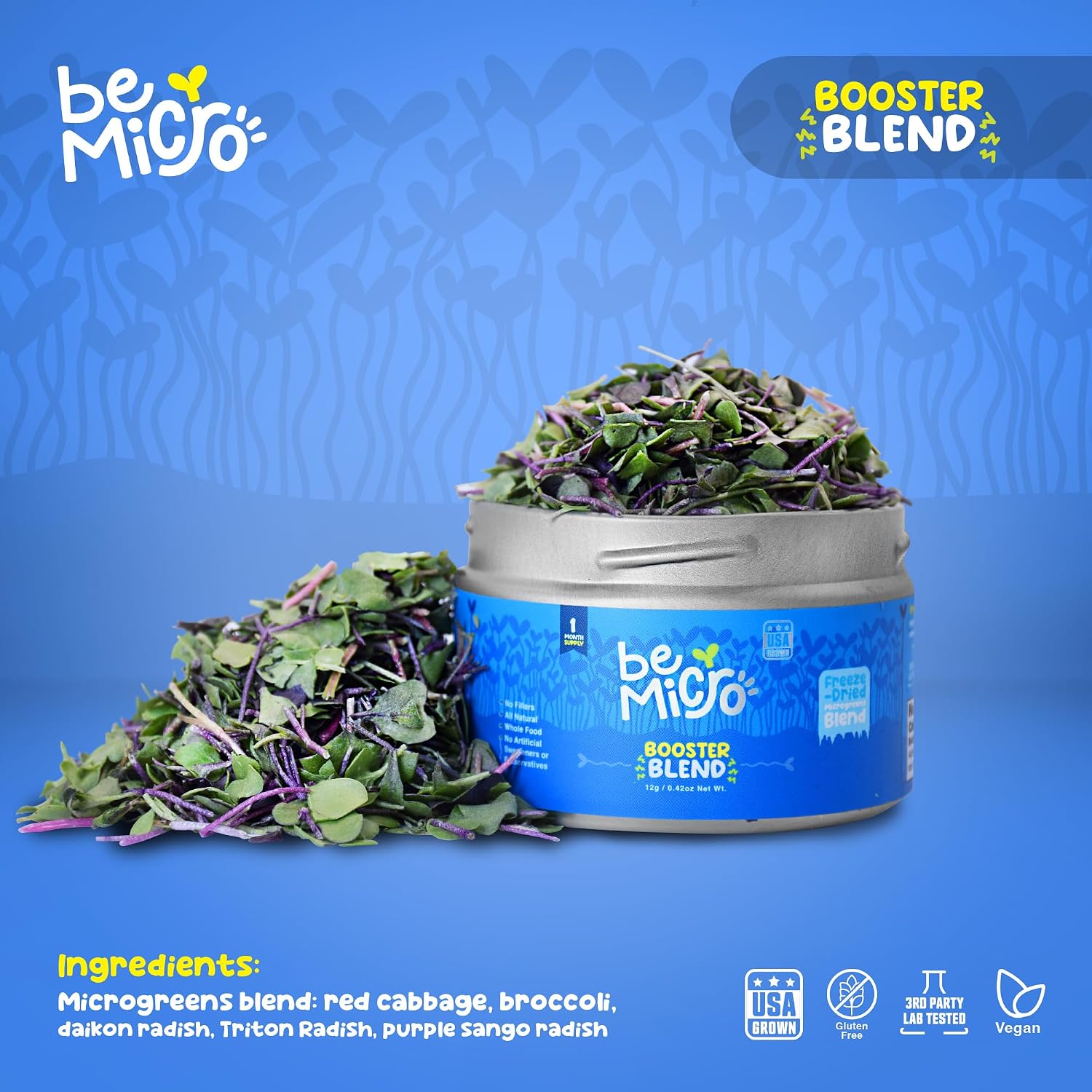 BeMicro Wholefood Microgreens - USA Grown, Small Batch, Nrf2 Activation - Broccoli, Cabbage & Radish Blend (5g) - görsel 6