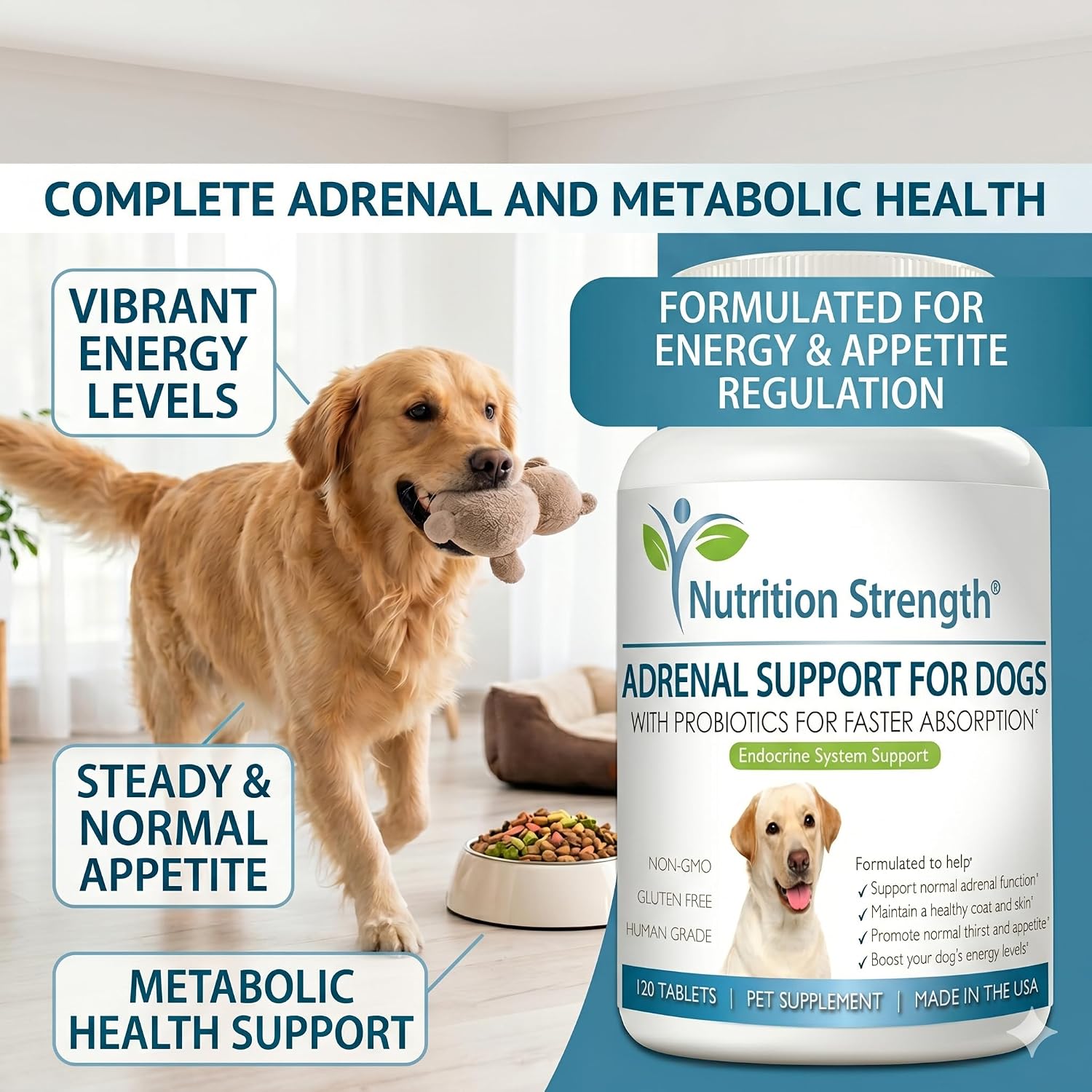 Adrenal Support for Dogs with Cushing's Disease - 120 Herbal Chewable Tablets - görsel 7