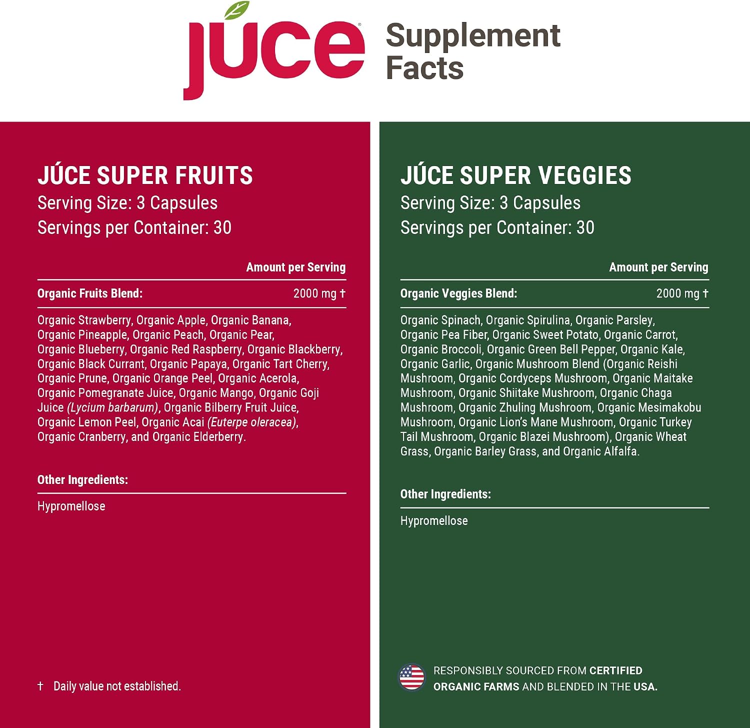 Juce Original Formula - Organic Super Fruit & Veggies Supplement - 180 Capsules - görsel 8