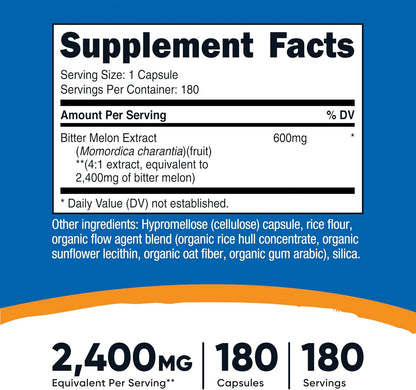 Nutricost Bitter Melon 600mg, 180 Capsules (2 Bottles)