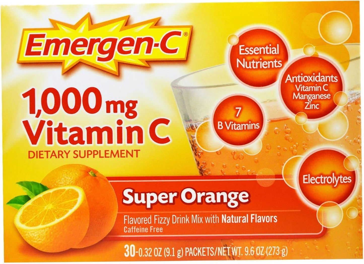 Emergen-C Vitamin C Tangerine Flavoured Drink Mix 30 Packets, 9.4 g each - görsel 3