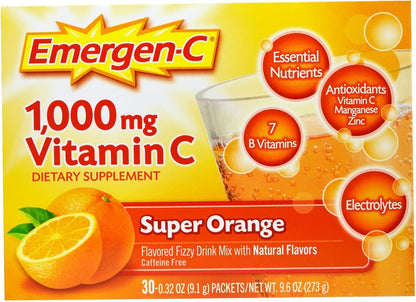 Emergen-C Vitamin C Tangerine Flavoured Drink Mix 30 Packets, 9.4 g each