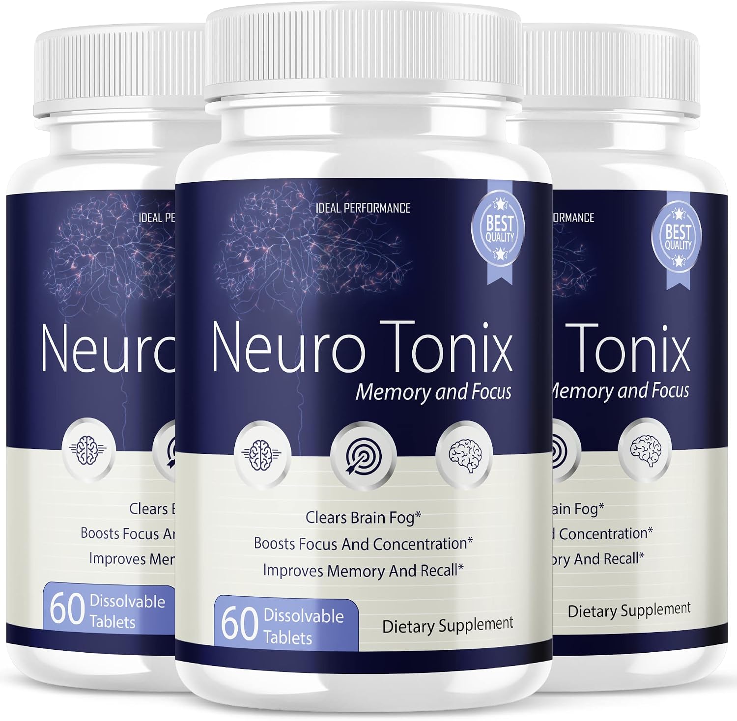 (3 Pack) Neurotonix Memory Supplement - Official Formula - Neuro Tonix Memory Tablets for Focussed and Memory, Neruotonix Brain Supplement Pills, Neuro Tonix Advanced Formula Maximum (180 Capsules) - görsel 1