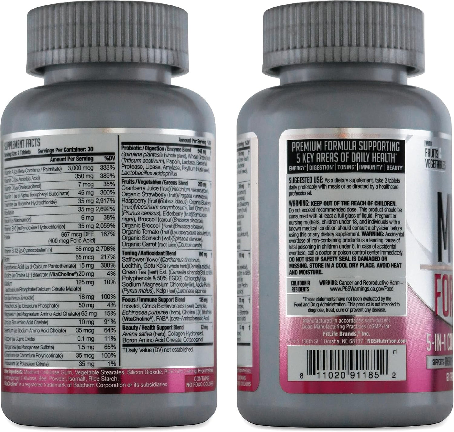 FitLife Brands Women's's Nutrition MV360 - 5-in-1 Complete Multivitamin, 60 Tablets - görsel 9