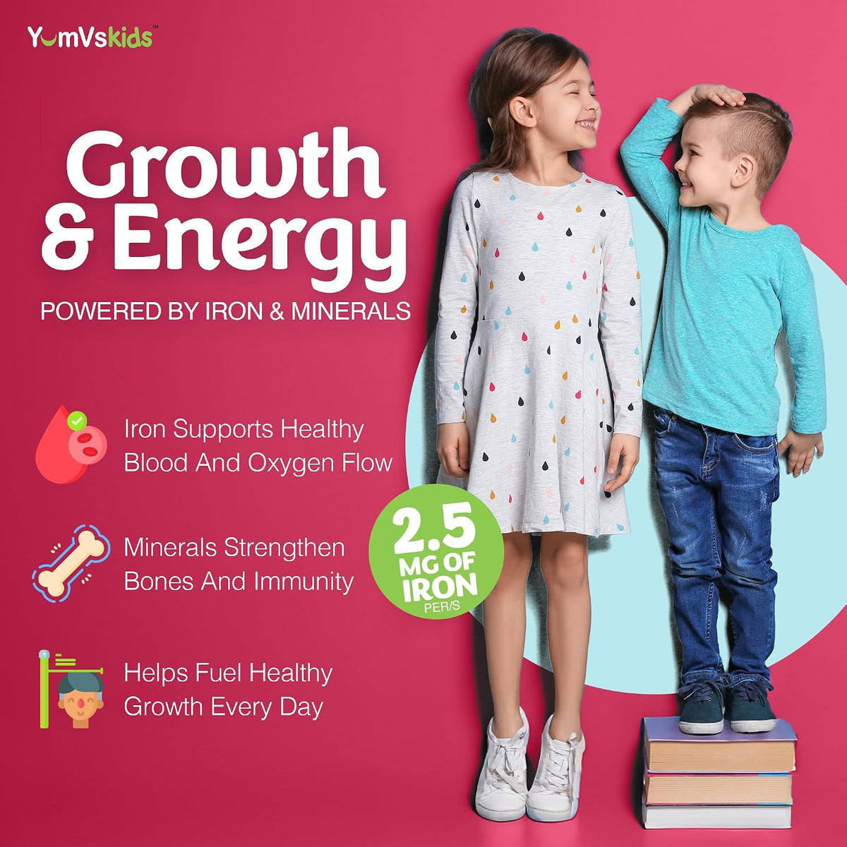 YUM-V'S Kids Multivitamin with Iron – Chewable Kids Multivitamin – Vitamins and Iron Supplement – Toddler Vitamins for Ages – Image 4