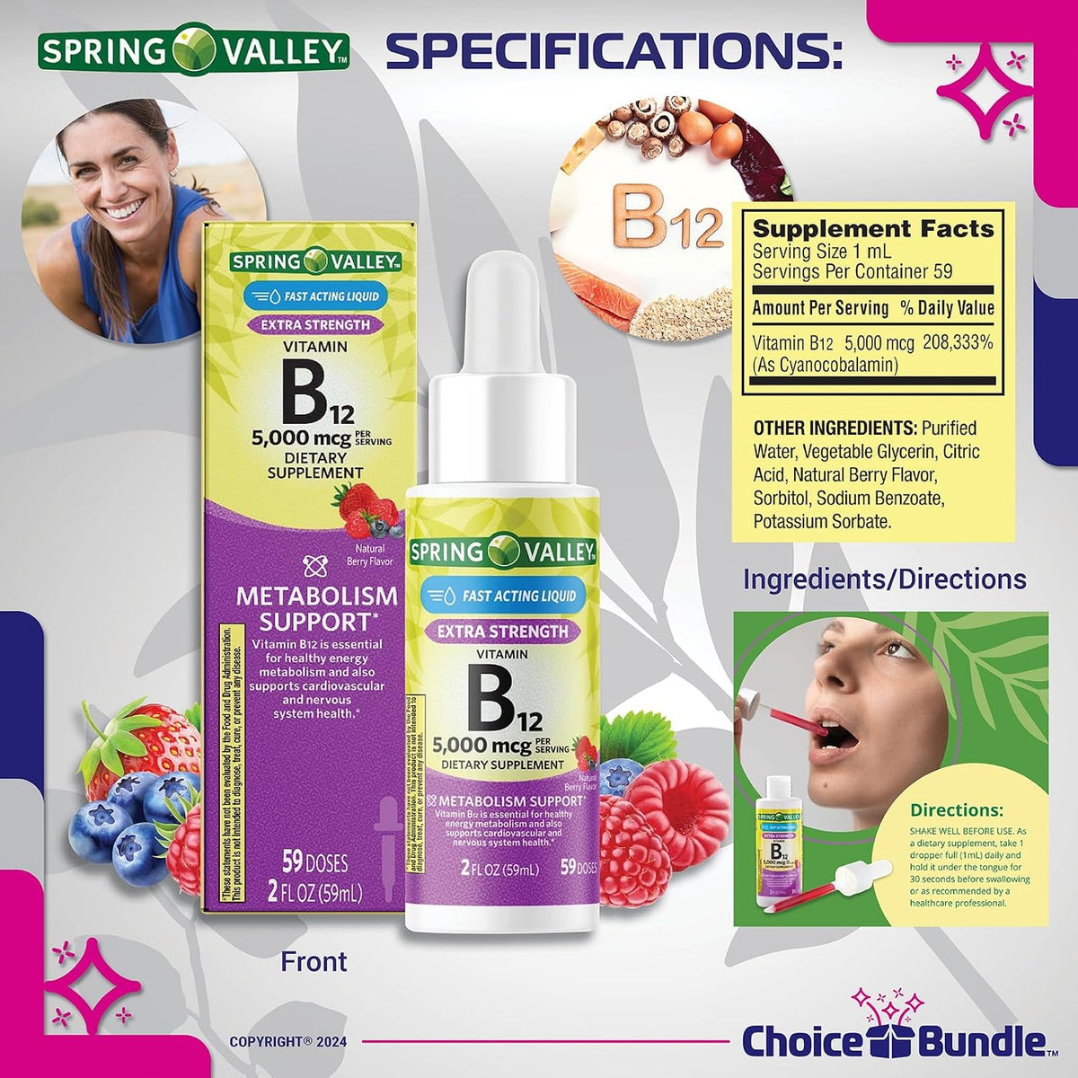 Choice Bundle Spring Valley Liquid Vitamin – Natural berry flavour with no artificial colors or sweeteners – Image 3