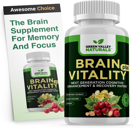 GREEN VALLEY NATURALS Brain Vitality Plus – – Supports Memory and Focus – Cognizin Citicoline is clinically – Image 1